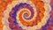 Fibonacci swirl, colorful pattern rotating, spiraliform fractal revolving background. Abstract twirling around center, flower,