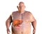 Fibrotic liver in obese man, 3D illustration