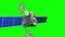 Fictional artificial satellite on green screen, 3d animation