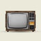 Fictional, created model of retro tv set with blank grey screen isolated over white background. Vintage, fashion cycle