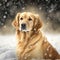 Fictional golden retriever dog representations, photography style, generative AI