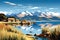 fictional lake titicaca in peru landscape