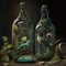 Fictional nature themed recyclable glass bottles - Generative AI in high quality