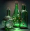 Fictional nature themed recyclable glass bottles - Generative AI in high quality