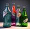 Fictional nature themed recyclable glass bottles - Generative AI in high quality