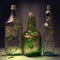 Fictional nature themed recyclable glass bottles - Generative AI in high quality