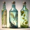 Fictional nature themed recyclable glass bottles - Generative AI in high quality