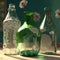 Fictional nature themed recyclable glass bottles - Generative AI in high quality