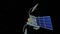 Fictional space satellite flies into space, 3d animation