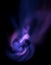 Fictional violet flame and smoke in deep dark space. Virtual reality illustration.