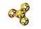 Fidget spinner icon - toy for stress relief and improvement of attention span. Filled gold metal