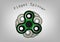 Fidget spinner icon - toy for stress relief and improvement of attention span. Filled green and black color.