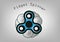 Fidget spinner icon - toy for stress relief and improvement of attention span. Filled light blue and black color.