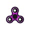 Fidget spinner icon - toy for stress relief and improvement of attention span. Filled pink and black color.