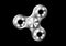 Fidget spinner icon - toy for stress relief and improvement of attention span. Filled silver metal