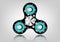 Fidget spinner icon - toy for stress relief and improvement of attention span. Filled silver metal