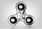Fidget spinner icon - toy for stress relief and improvement of attention span. Filled silver metal and black color.