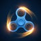 Fidget spinner with neon light spinning effect vector illustration