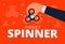 Fidget spinner web banner ad in flat vector design. Trendy hipster hand toy icon. Anti stress fun game of school kids. Vector ill