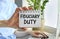 FIDUCIARY DUTY text is written on paper. Business woman holding a sheet with FIDUCIARY DUTY an inscription on a white background