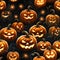 A field aglow with vibrant jack-o\\\'-lanterns, some cheerful and others enigmatic.