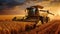 field combine harvesting corn