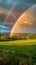 Field enchantment Double rainbow casts a magical spell over landscape