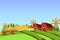 Field farm landscape, vector banner or background