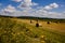 A field full of bales of hay