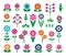 Field and garden lowers flat color icons set