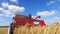 In the field harvester reaps millet