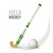 Field hockey competitive game and equipment vector illustration