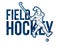 Field Hockey Female Player Action with Text Font Design Cartoon Graphic