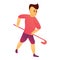 Field hockey young player icon, cartoon style