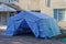 Field hospital medical tent for emergencies. Background with selective focus and copy space