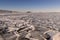 Field of ice hummocks on the frozen Lake Baikal. Russia