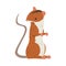 Field Mouse Standing on Hind Legs, Adorable Red Rodent Animal Vector Illustration