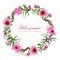 Field pink flowers wreath with echinacea and clover