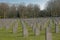 Field with rows of anonymous soldier graves in Westerbegraafplaats cemetery, Ghent