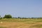 The field with runway and small aircraft, grass field runway - Image