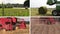 Field spray. Sodder bales. Harvesting. Fertilize. Clips collage