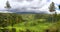 Field terraces and mount Agung, Bali