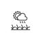 Field watering by rain line icon