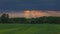 Field of wheat and sunset, panoramic timelapse