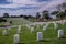 Field of white tombstones, Rosecrans Cemetery, San Diego, CA, USA
