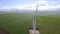 Field, wind turbines and sustainability with drone, outdoor and power supply for environment. Electrical engineering