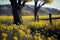 Field with yellow flowers. Generative AI