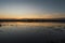 Fields flooded with water during the sunset