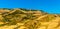 Fields and the hilltop village of Petralia Soprana in the Madonie Mountains, Sicily