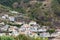 Fields and houses along west coast near Porto Moniz on Madeira Island.